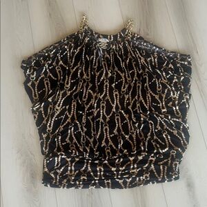 Cache Black Top with Gold Chain Design XL